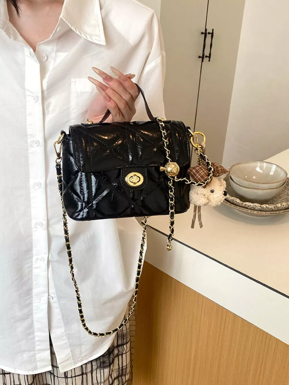 Quilted Leather Crossbody Bag, image 4