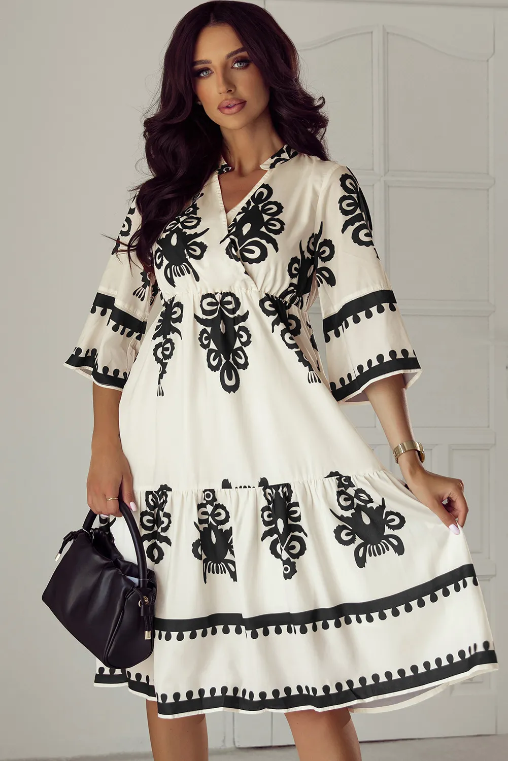 Printed Half Sleeve Knee Length Dress, image 5