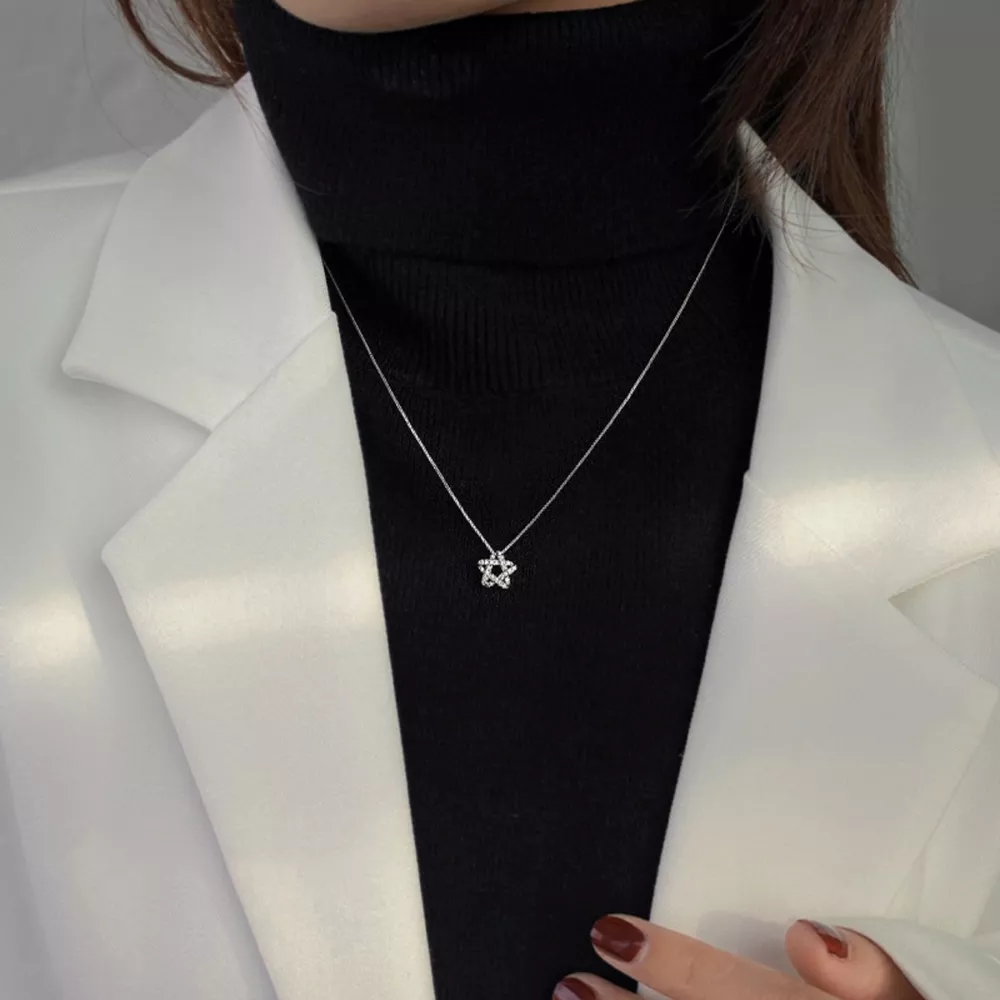 925 Sterling Silver Zircon Star Necklace, image 3