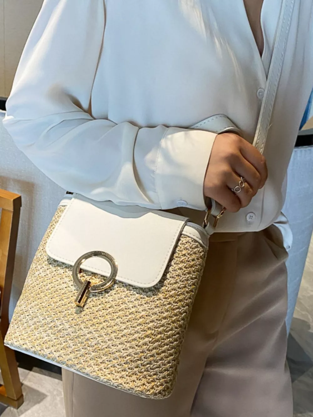 Woven Straw Crossbody Bag, image 5