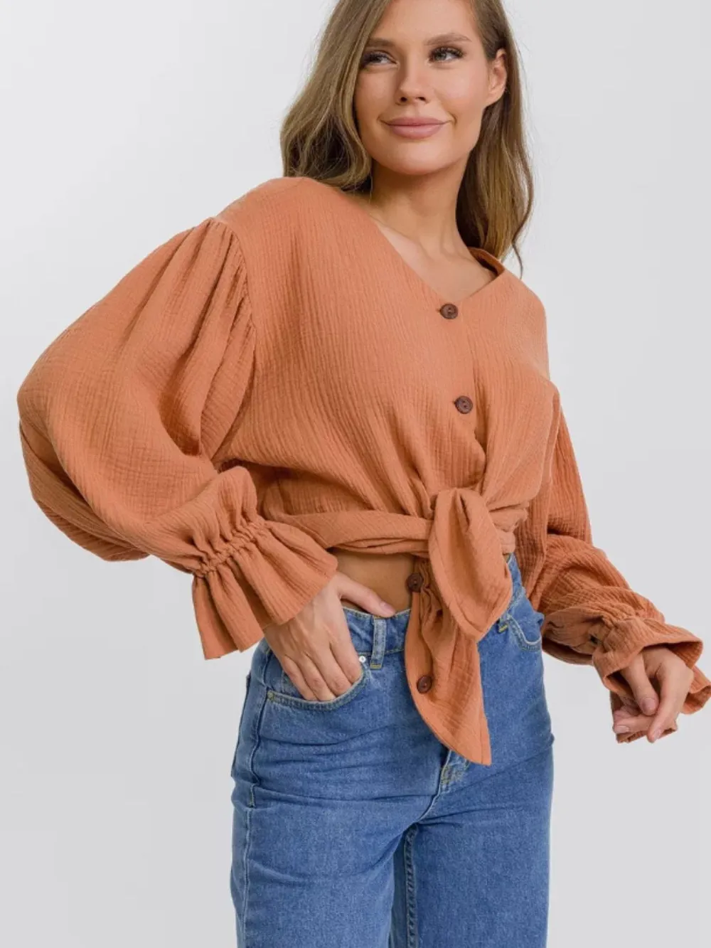 Button Up Flounce Sleeve Shirt, image 5