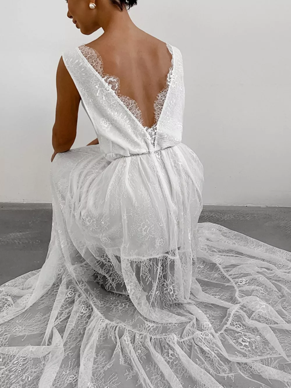 Lace V-Neck Sleeveless Maxi Dress, image 17