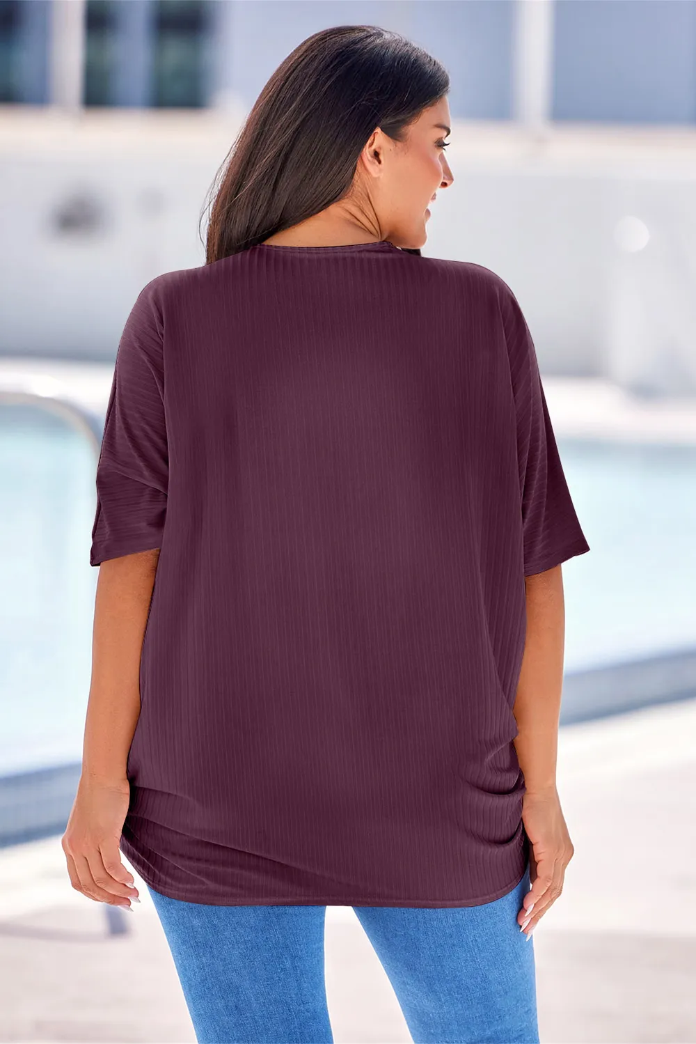 Plus Size Ribbed Cocoon Cover Up, image 4