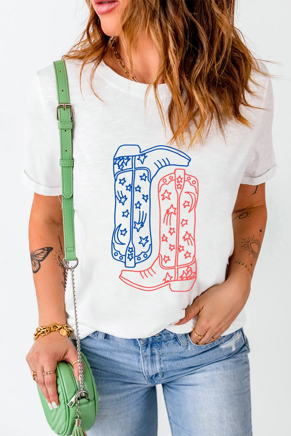 Boot Graphic Round Neck Short Sleeve T-Shirt, image 3