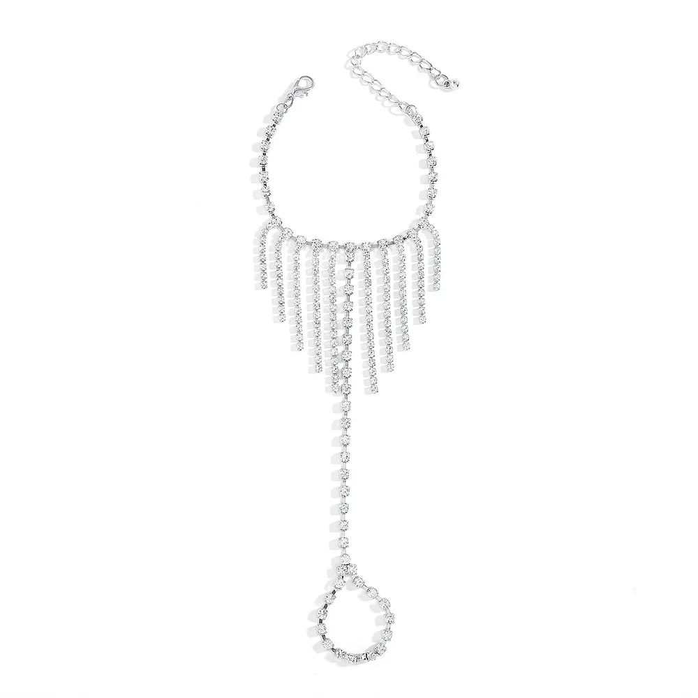 Rhinestone Fringe Hand Chain Bracelet, image 12