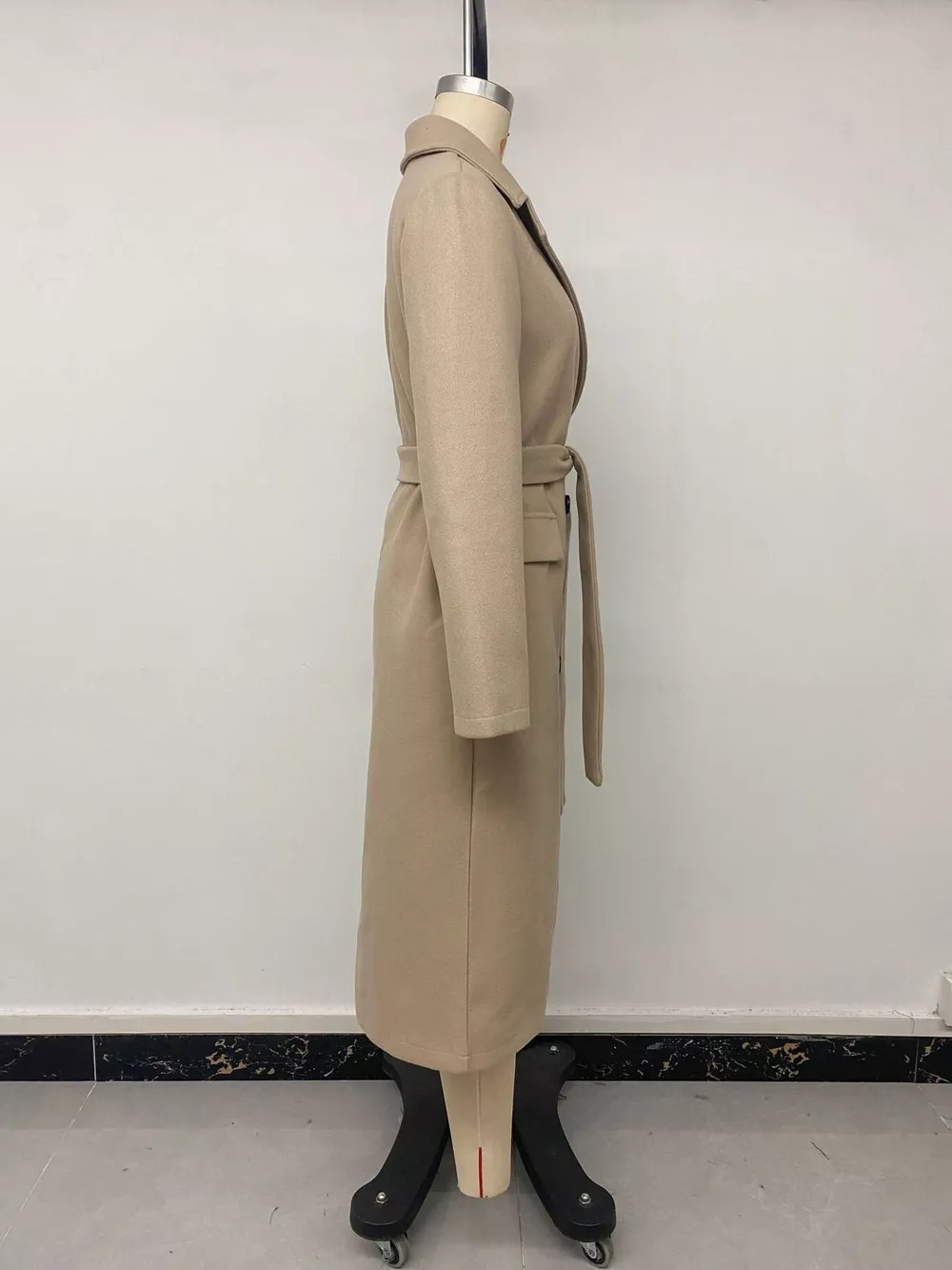 Double-Breasted Lapel Collar Longline Coat, image 10