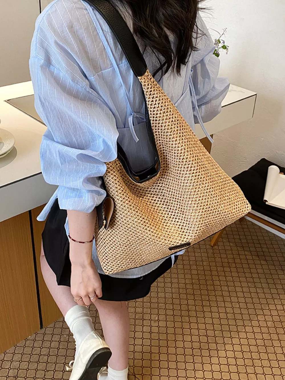 Woven Straw Shoulder Bag, image 6
