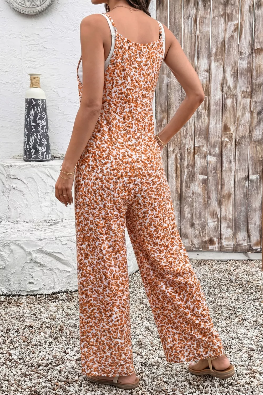 Floral Print Spaghetti Strap Wide Leg Jumpsuit, image 4