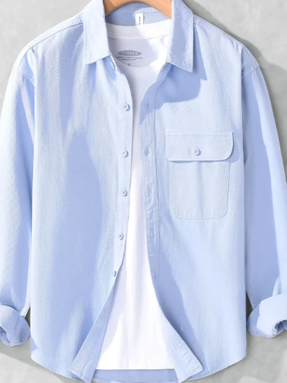Men's Plus Size Casual Button-Down Shirt with Chest Pocket, image 3