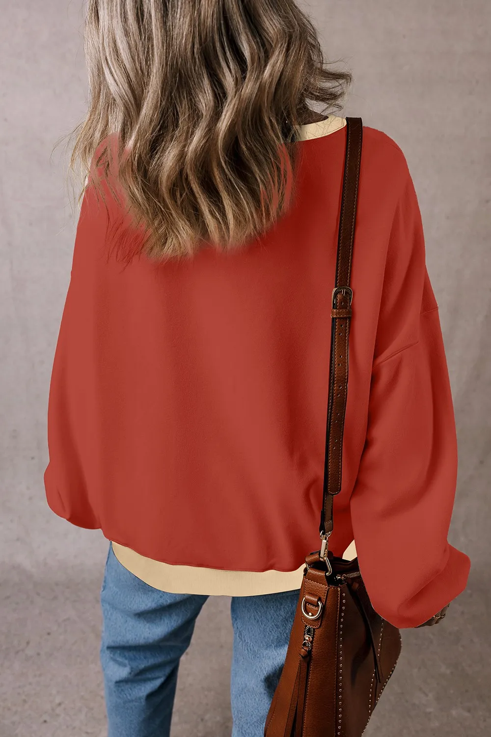 Contrast Round Neck Long Sleeve Sweatshirt, image 5