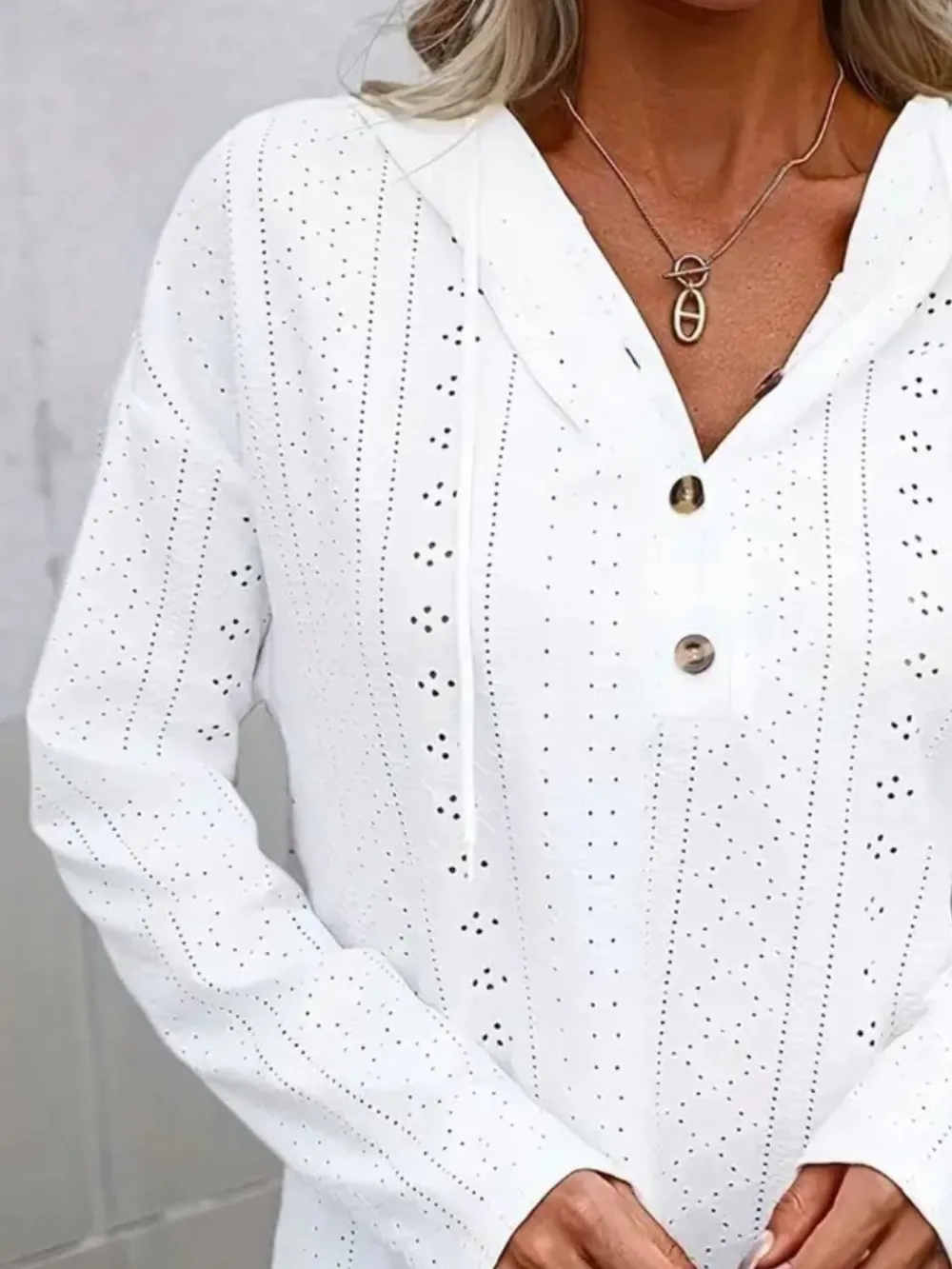 Drawstring Eyelet Long Sleeve Hoodie, image 4