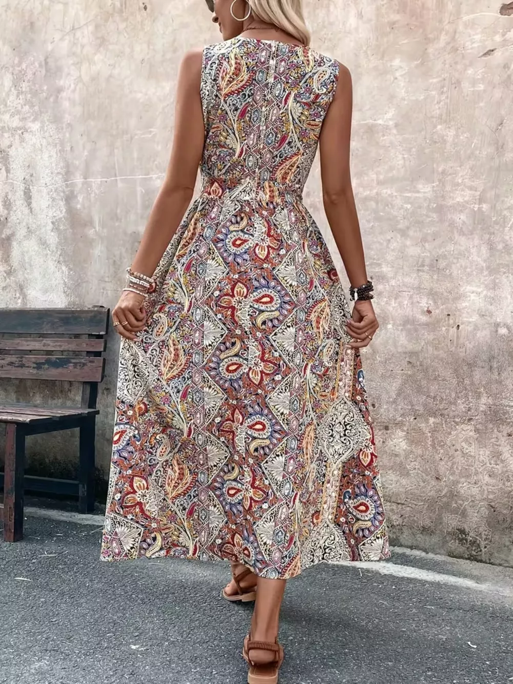 Paisley Print Sleeveless Romper, image 6