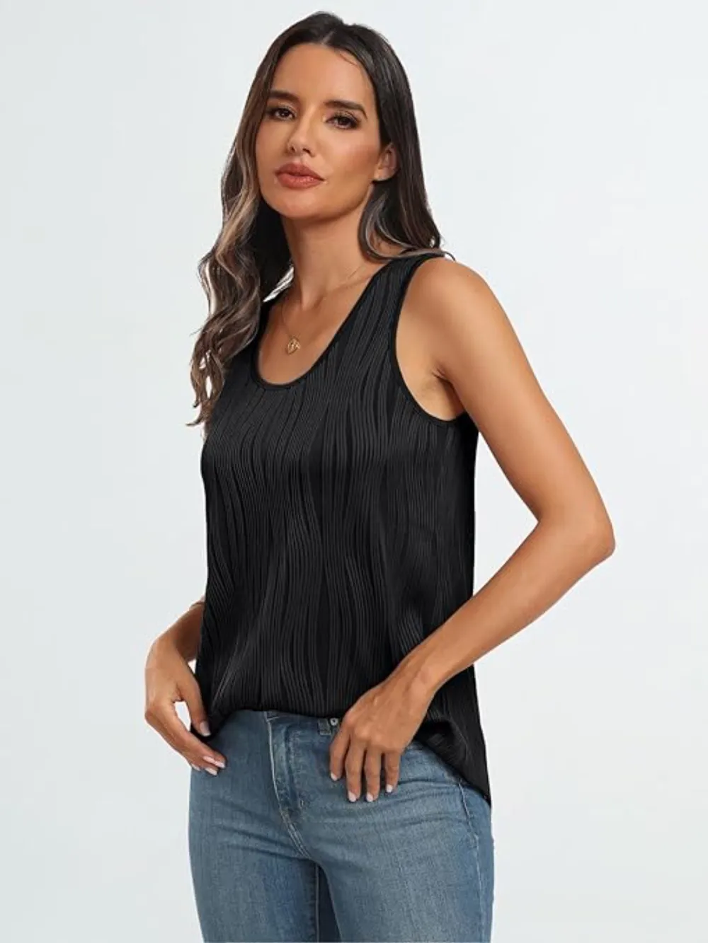 Round Neck Wide Strap Tank