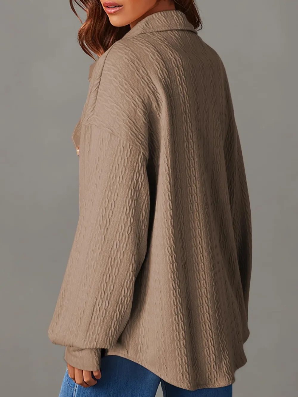 Textured Button Up Long Sleeve Shacket, image 7