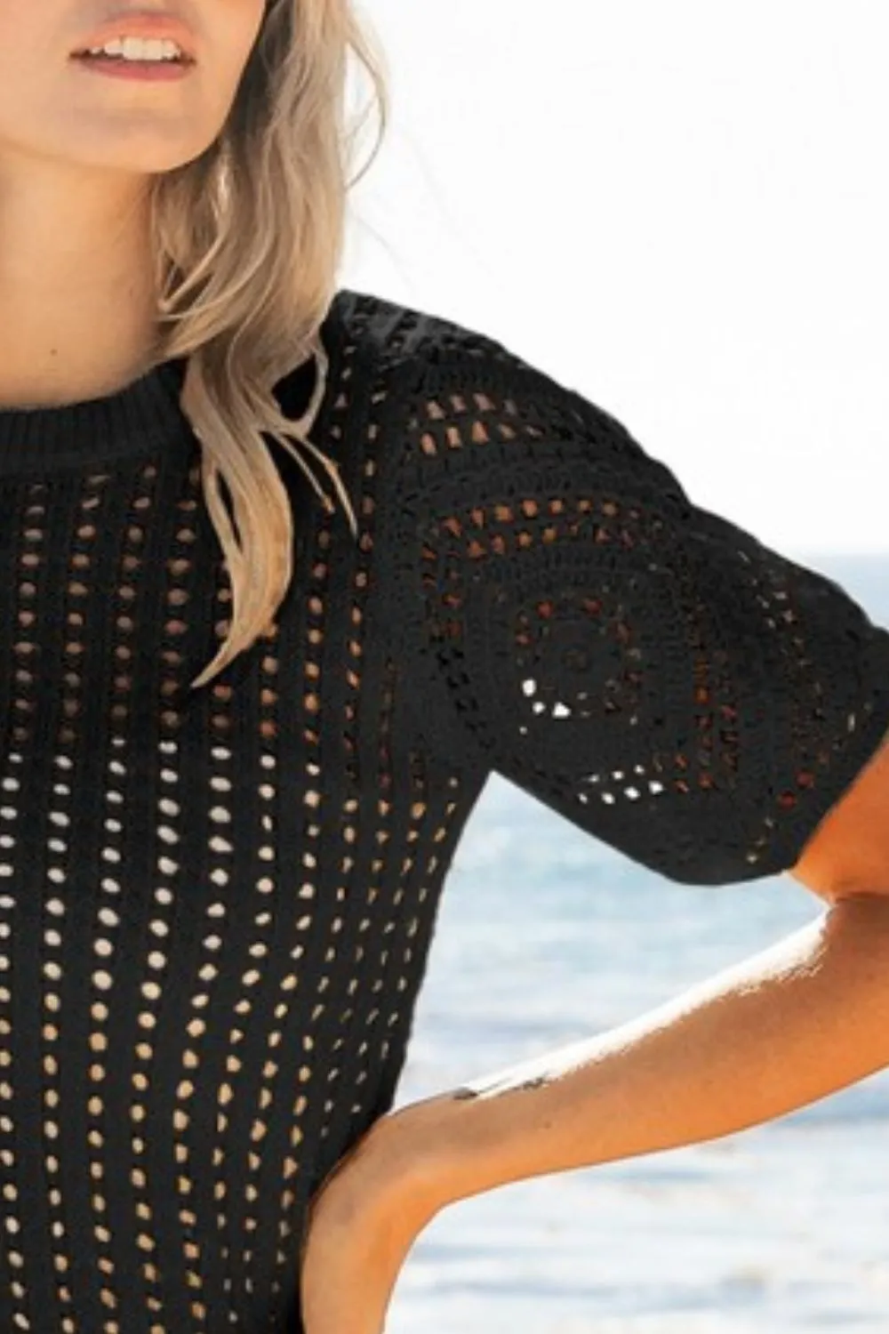 Crochet Lace Top With Puff Sleeves, image 2
