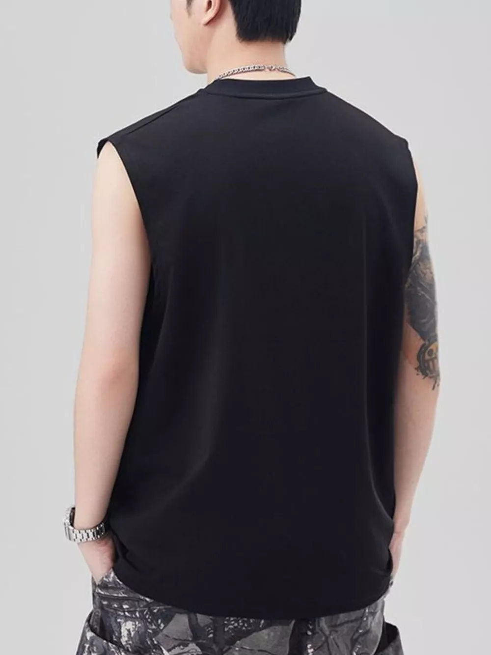 Men's Plus Size Solid Color Casual Tank Top, image 4