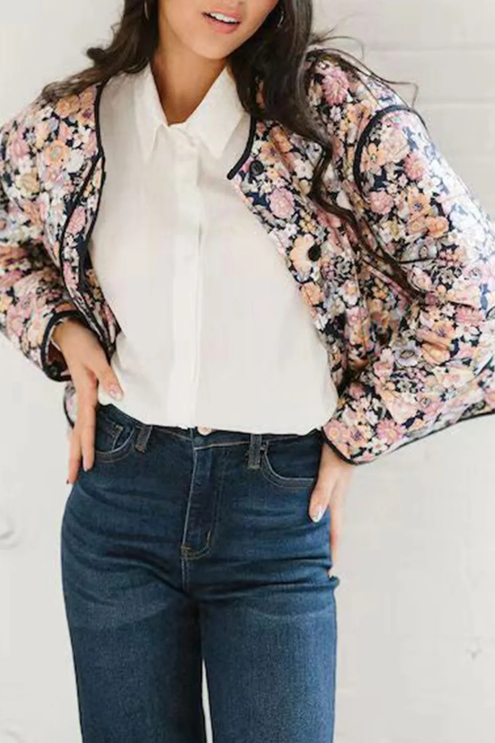 Floral Button Up Long Sleeve Winter Coat, image 9