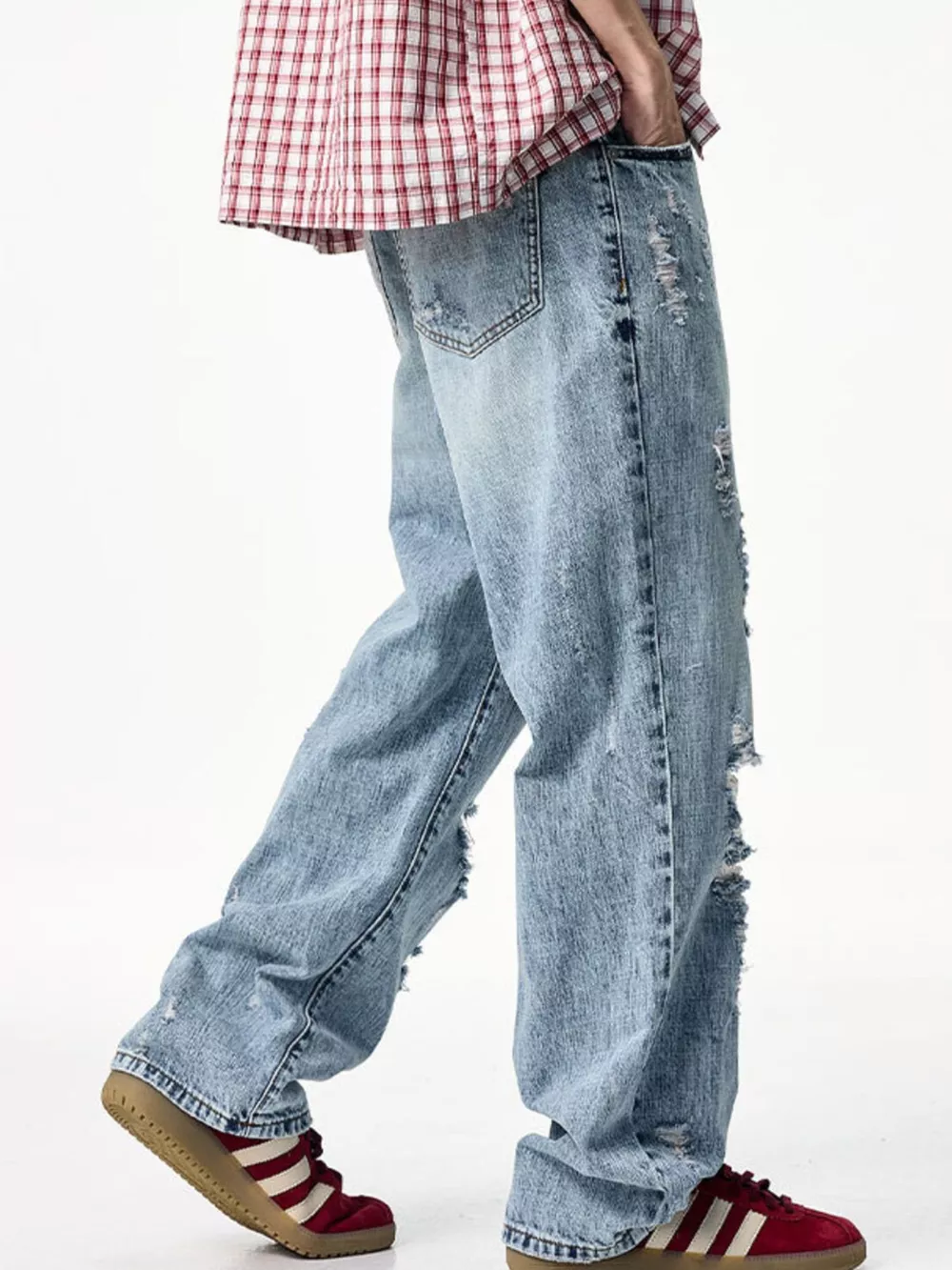 Men's Distressed Wide Leg Jeans, image 5