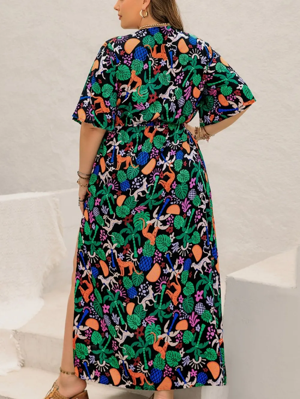 Plus Size Printed Maxi Split Dress, image 2