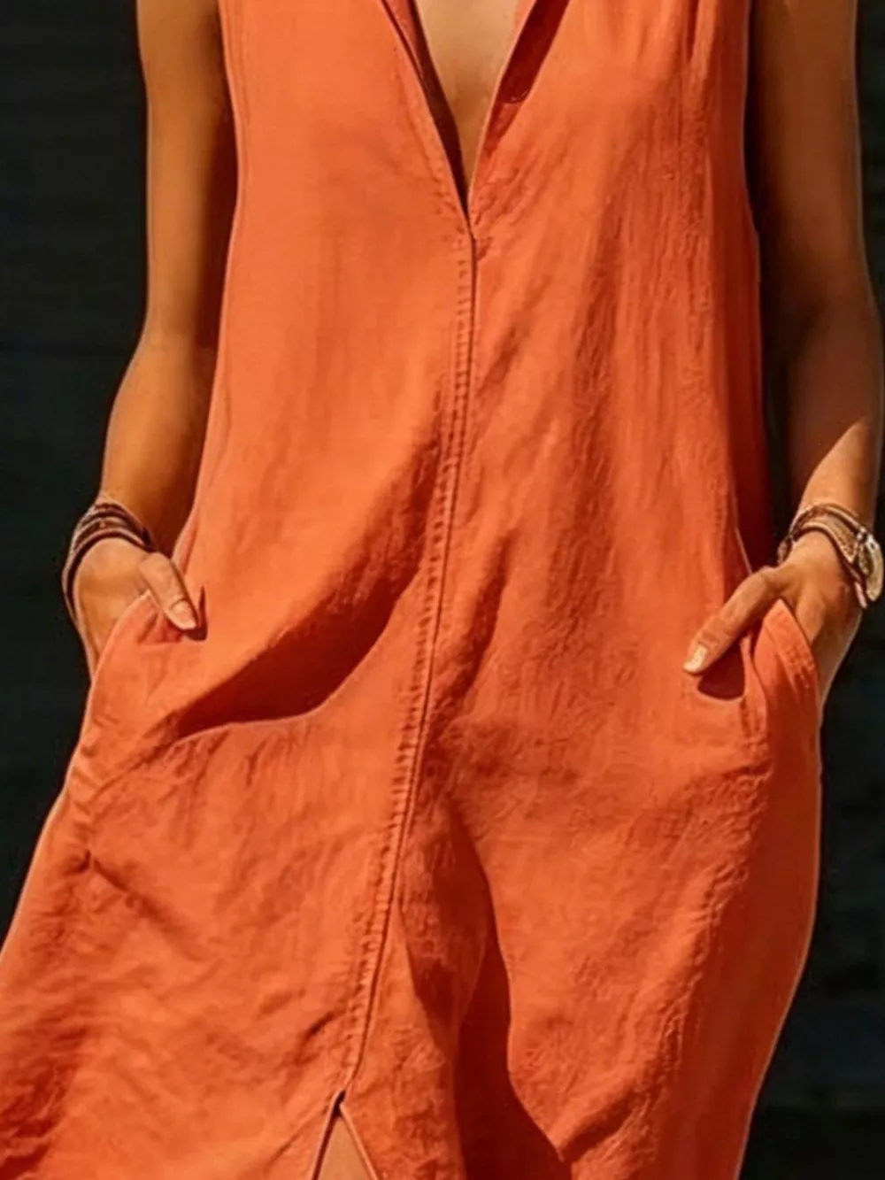 Sleeveless Maxi Dress with Side Pockets, image 3