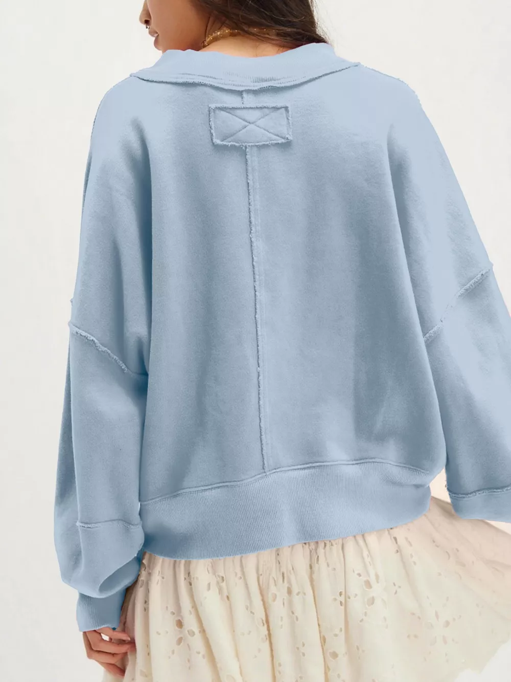 Exposed Seam Dropped Shoulder Sweatshirt, image 3
