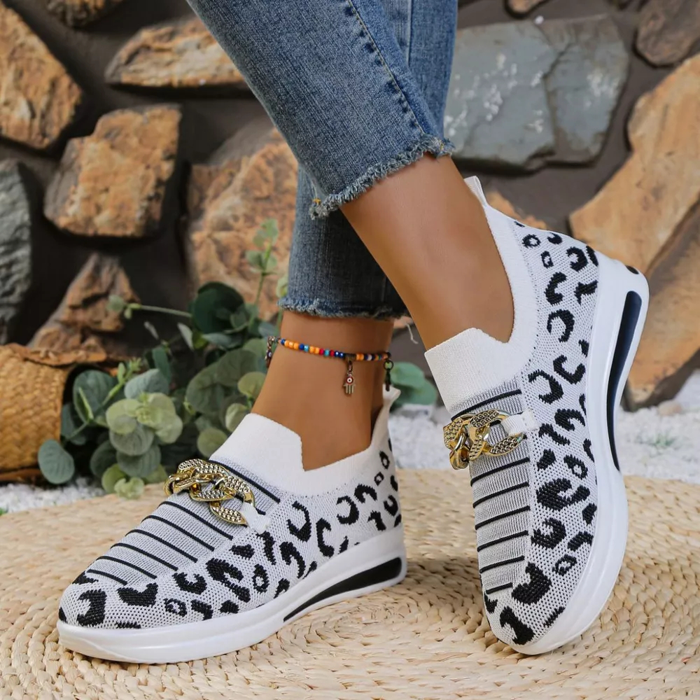 Leopard Round Toe Slip Ons, image 3