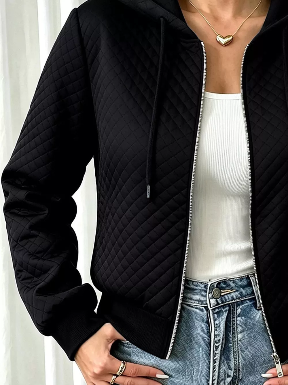 Hooded Zip-Up Texture Jacket, image 3