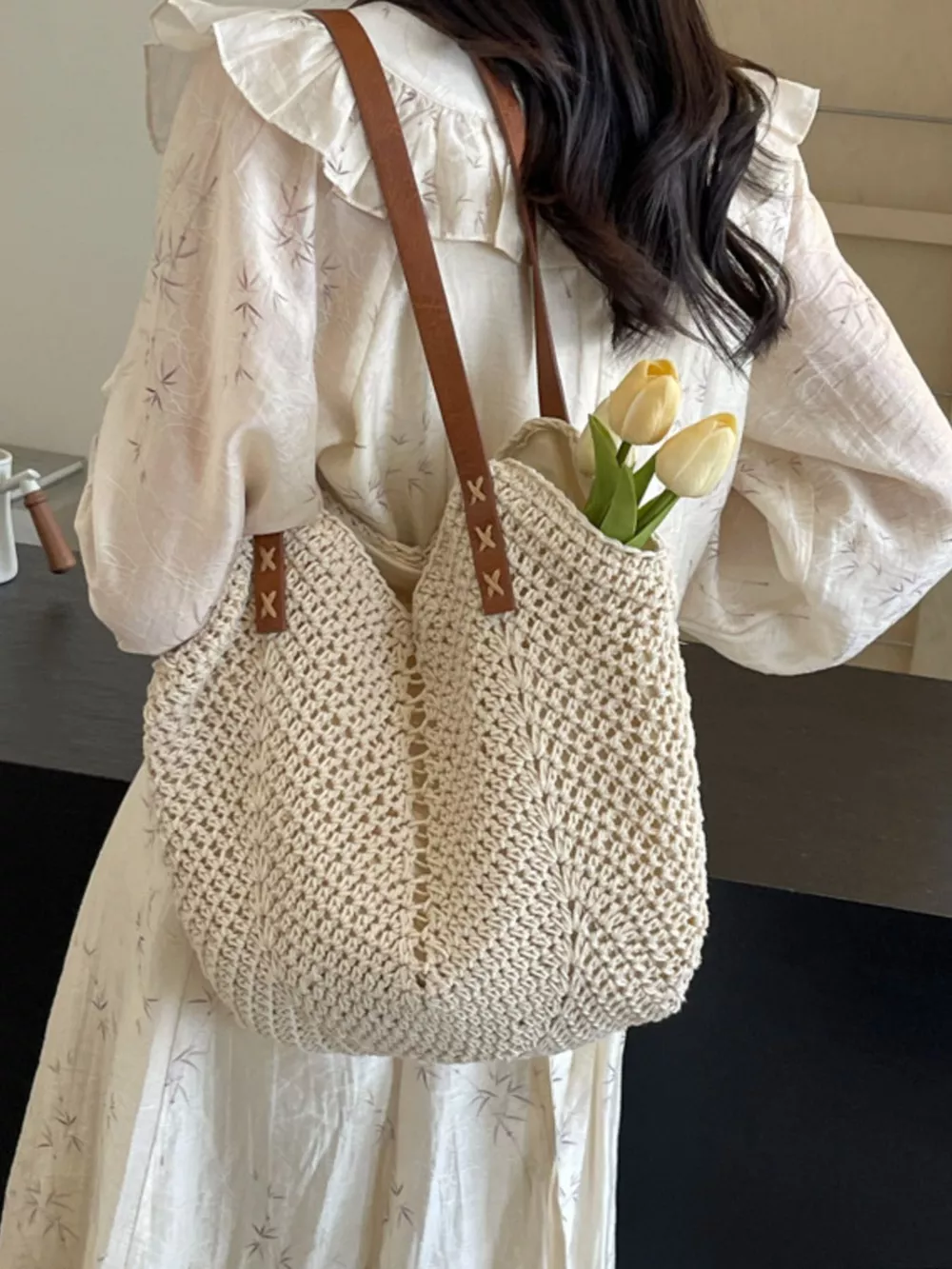 Crochet Knit Shoulder Bag, image 3