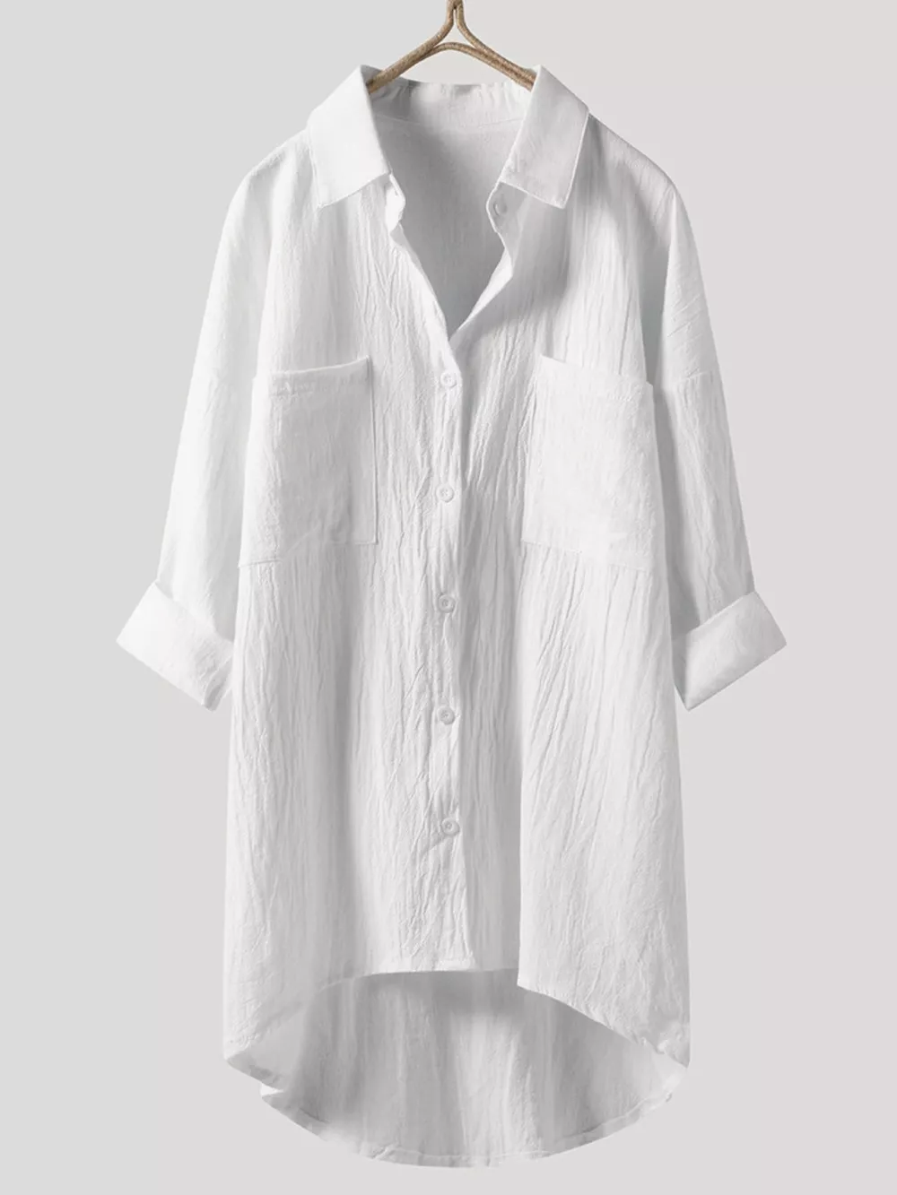Full Size Casual Button-Down Shirt with Dual Chest Pockets Plus Size, image 2
