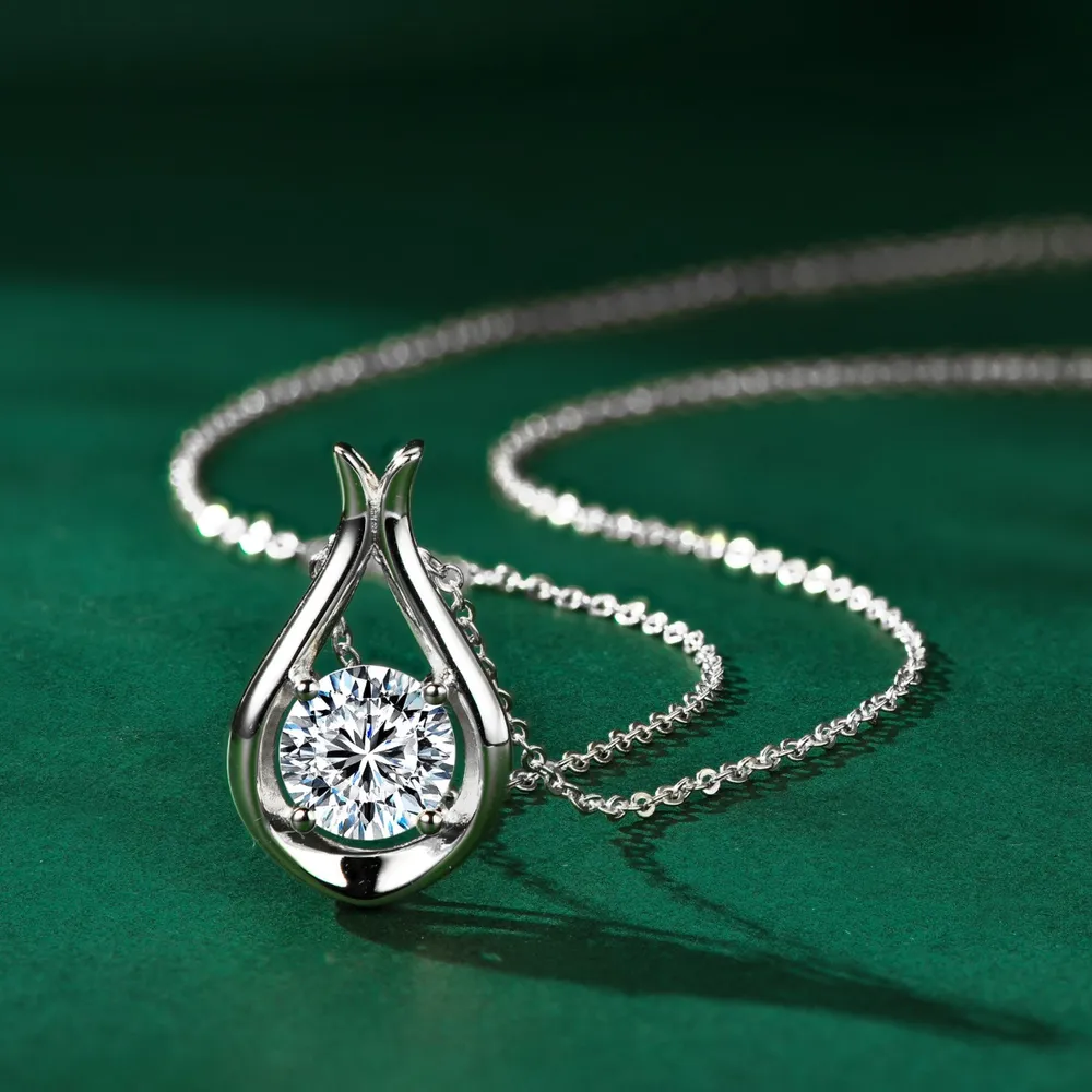 2 Carat Moissanite 925 Sterling Silver Pendant Necklace, image 5