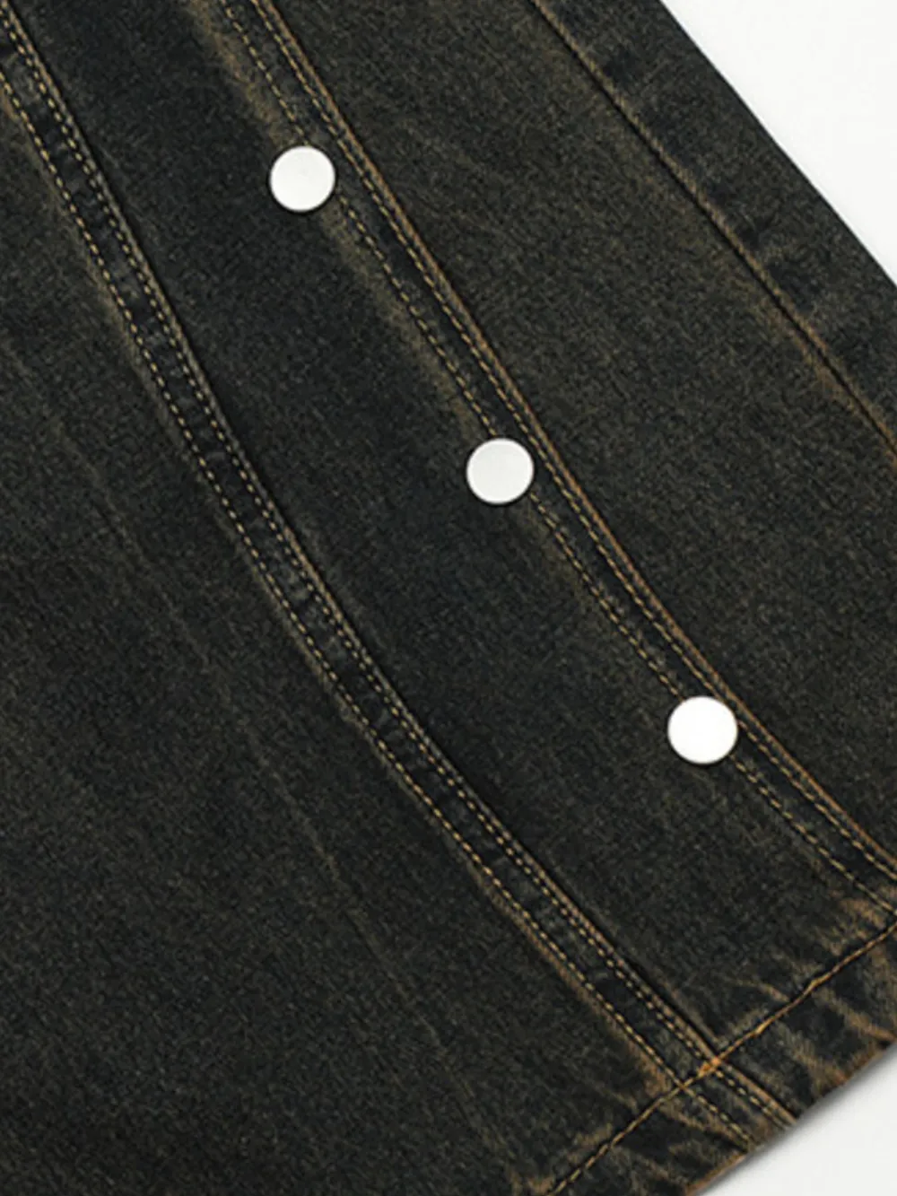 Men's Washed Wide Leg Jeans with Side Button Details, image 6
