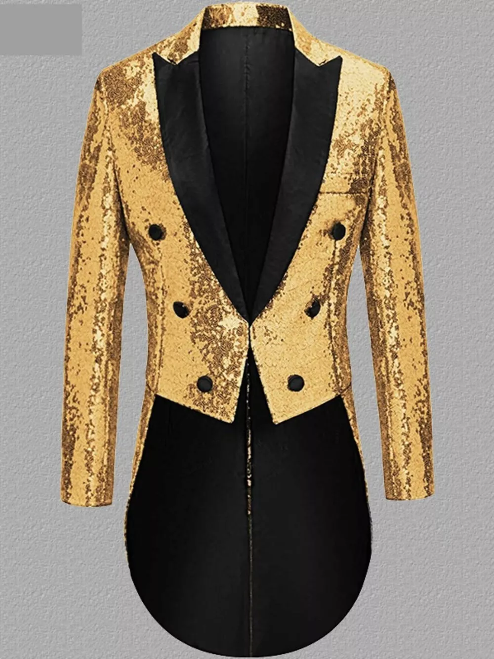 Men's Long Sleeve Sequin Tailcoat Blazer, image 2