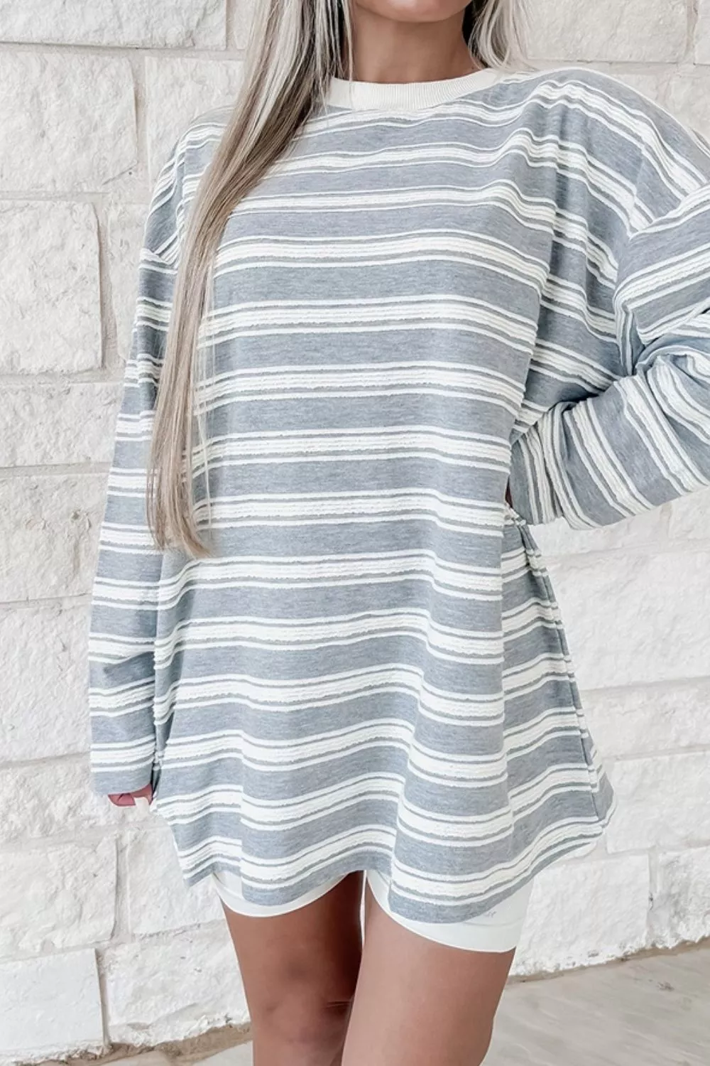 Striped Long Sleeve Oversized T-Shirt, image 3