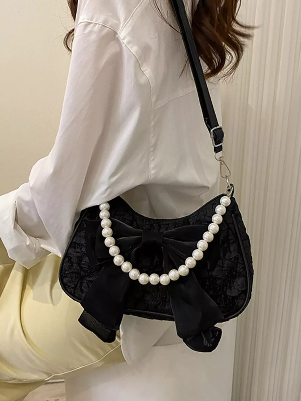 Bow Pearl Chain Crossbody Bag, image 8