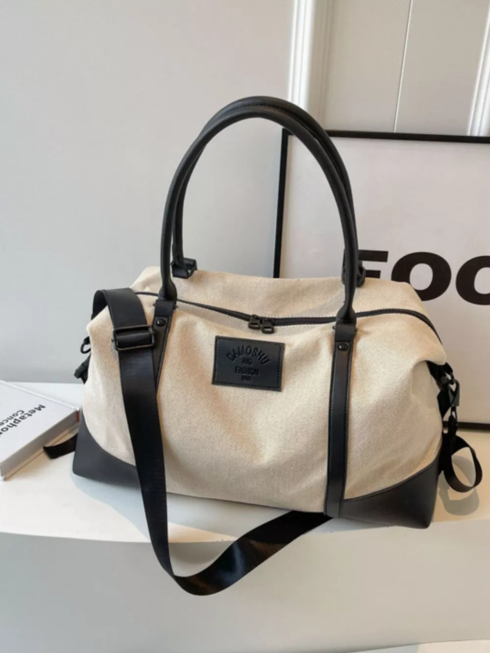 Canvas Leather Trim Travel Bag, image 6