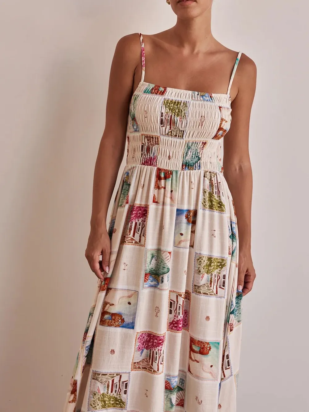 Smocked Square Neck Cami Dress, image 2