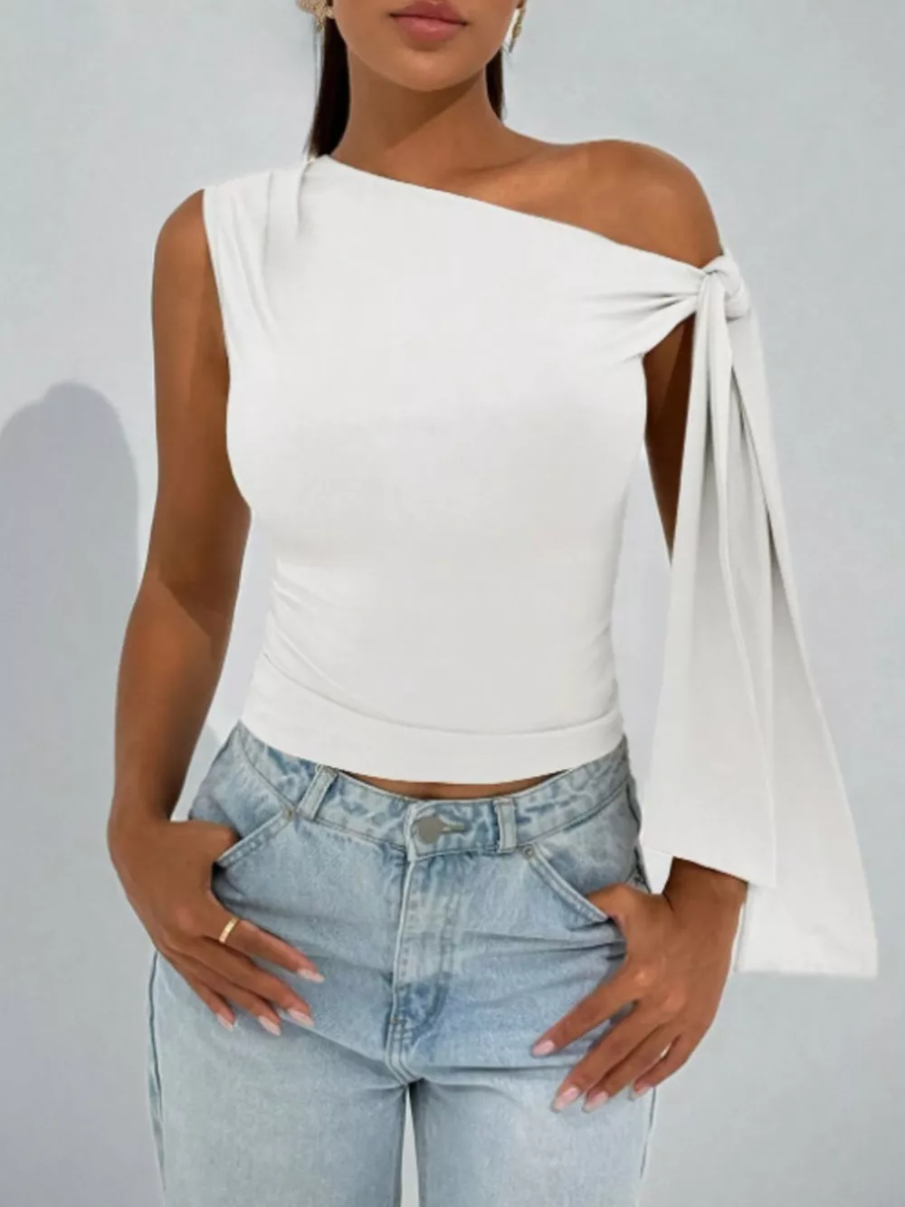 One-Shoulder Tie Detail Top, image 3