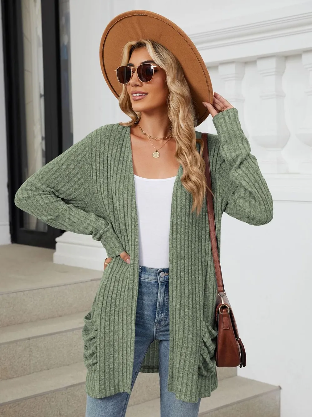 Pocketed Open Front Long Sleeve Cardigan, image 9