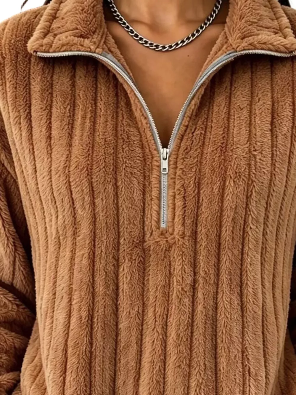 Quarter-Zip Dropped Shoulder Sweatshirt, image 11