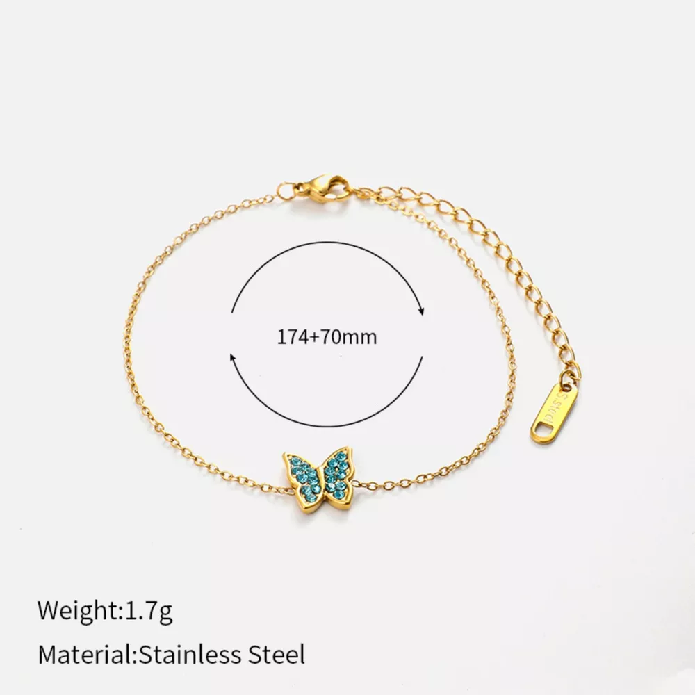 18K Gold-Plated Butterfly Adjustable Bracelet, image 2