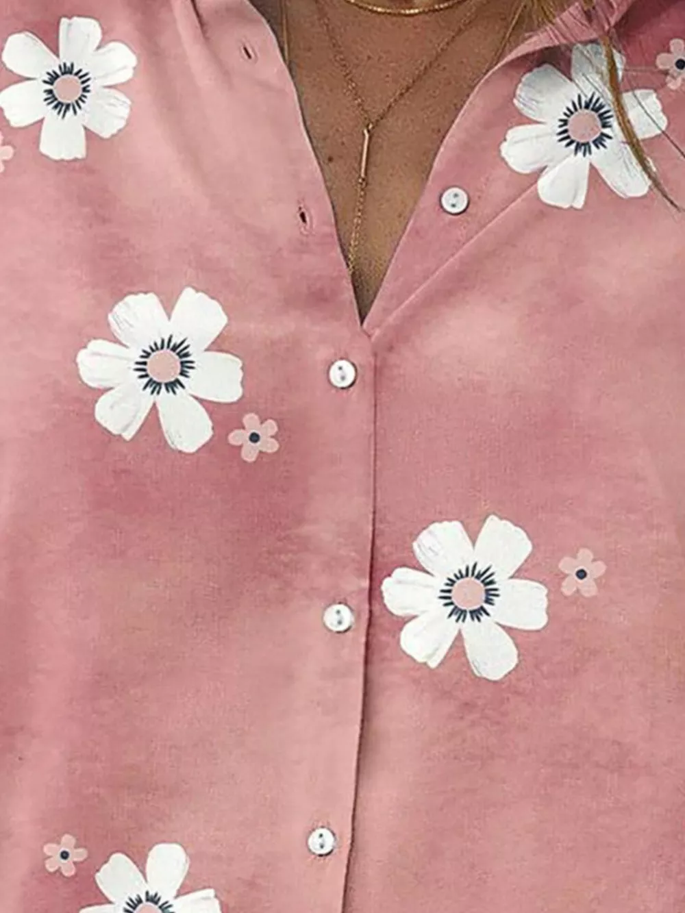 Full Size Floral Print Button-Down Casual Shirt Plus Size, image 5
