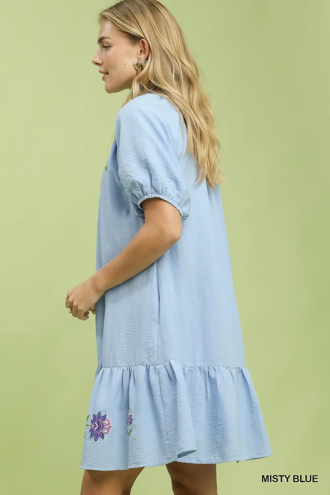 Embroidered Floral Babydoll Dress, image 2