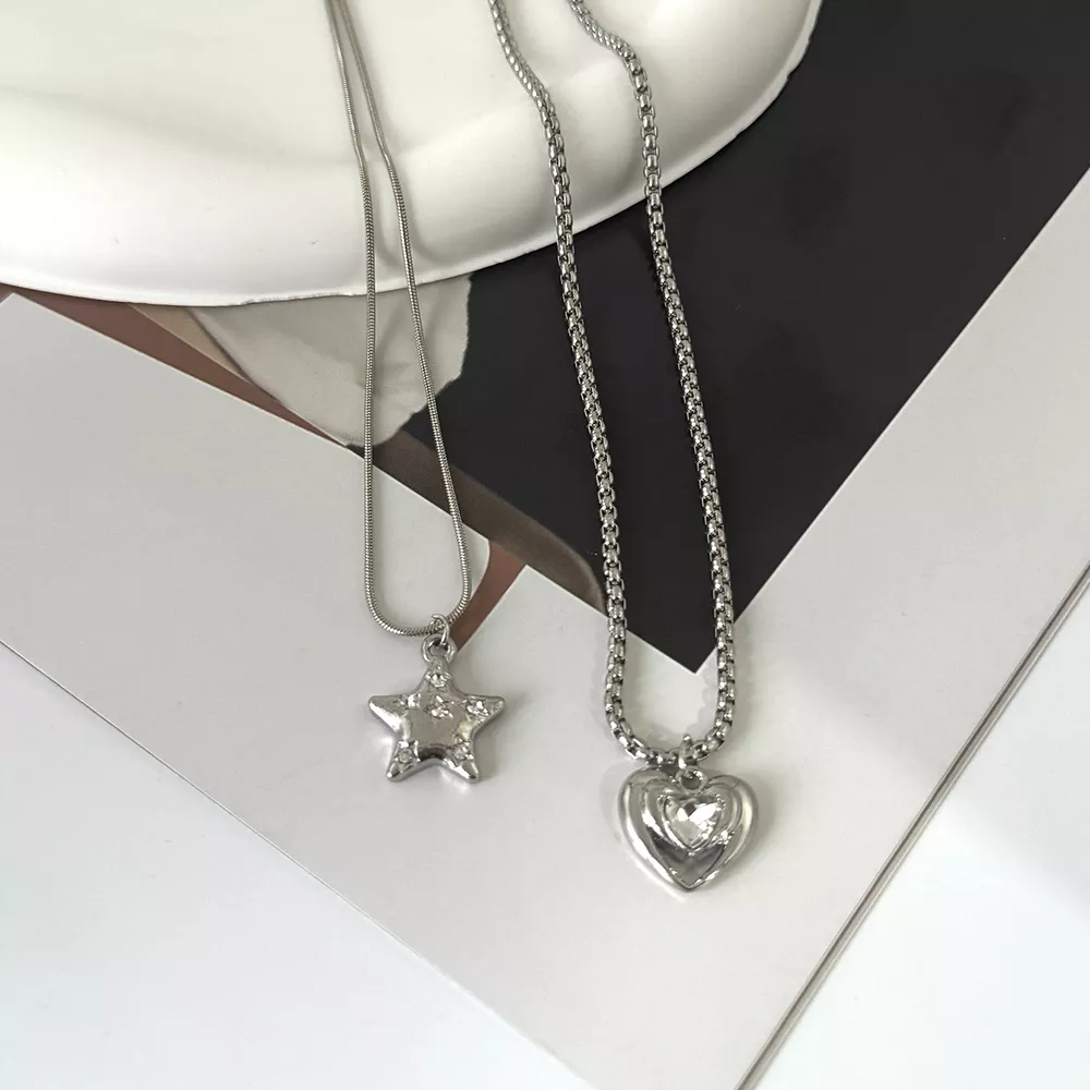 2-Piece Star and Heart Pendant Necklace, image 8