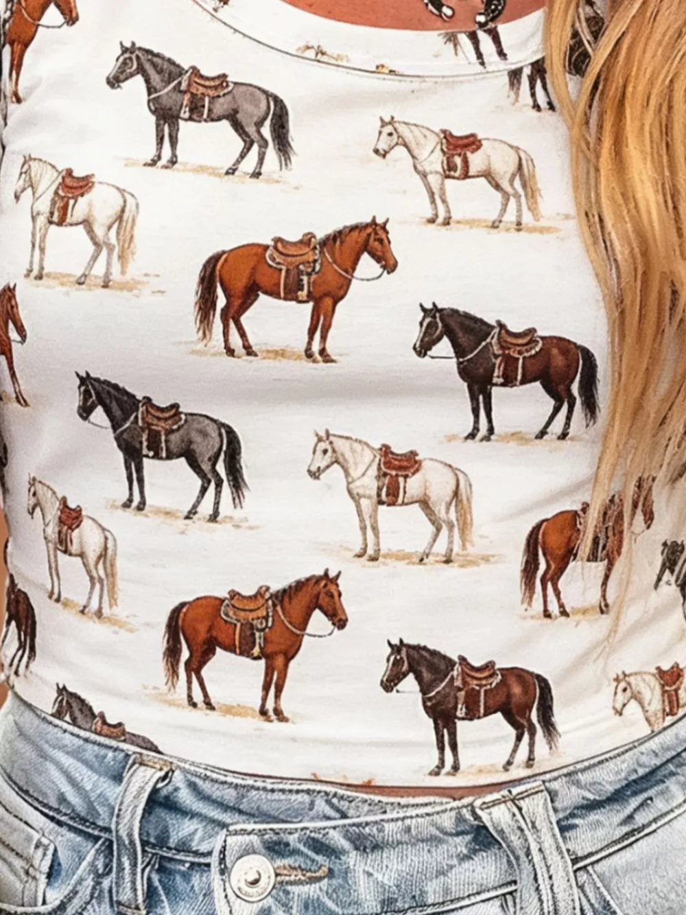 Wild West Horse Print Short Sleeve T-Shirt, image 2