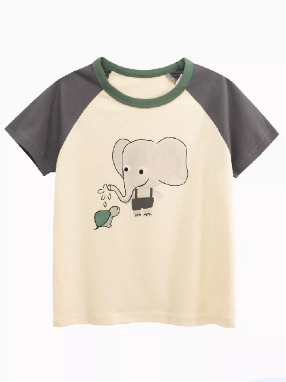 Children's Cartoon Elephant Round Neck T-Shirt
