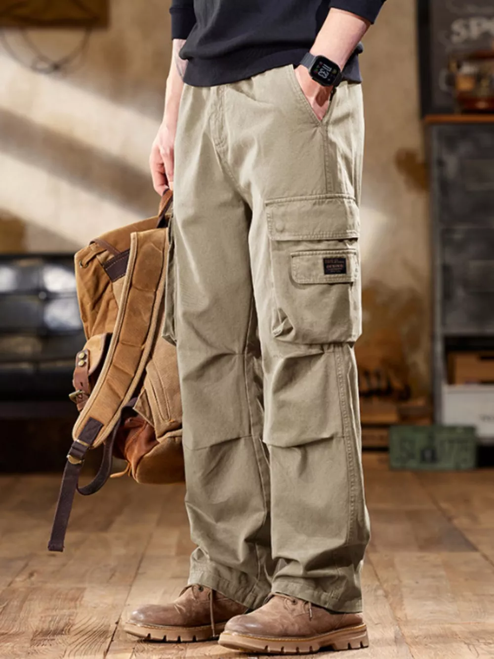 Men's Full Size Elastic Waist Cargo Pants Plus Size, image 11