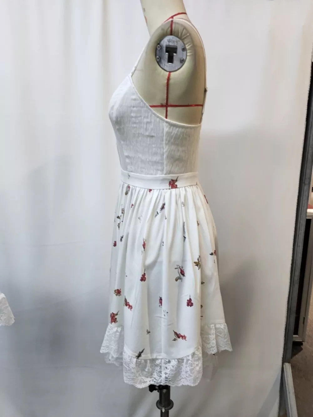 Floral Print Lace Trimmed Asymmetrical Hem Cami Dress, image 6