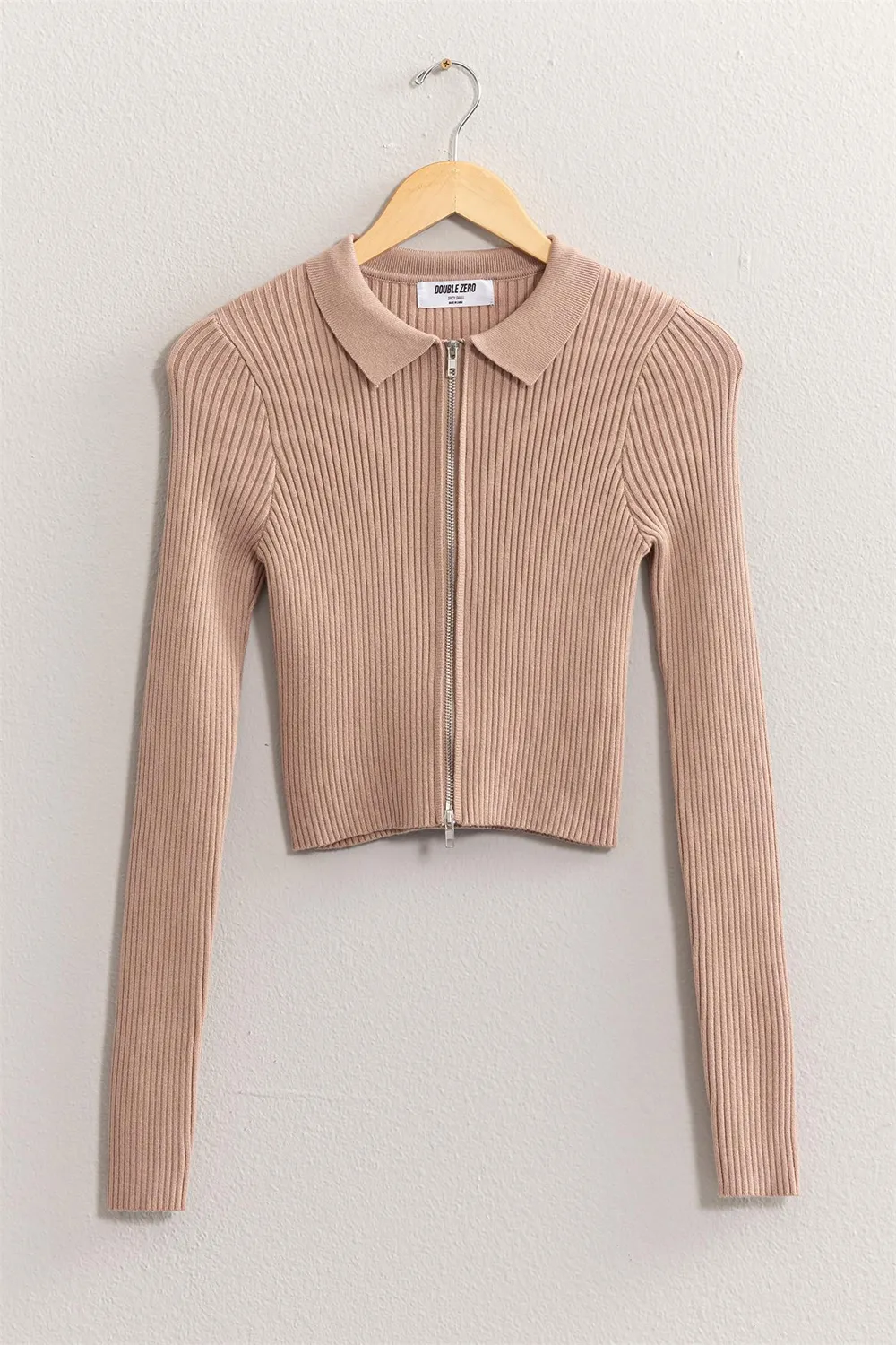 Ribbed Double Zip Cropped Cardigan, image 4