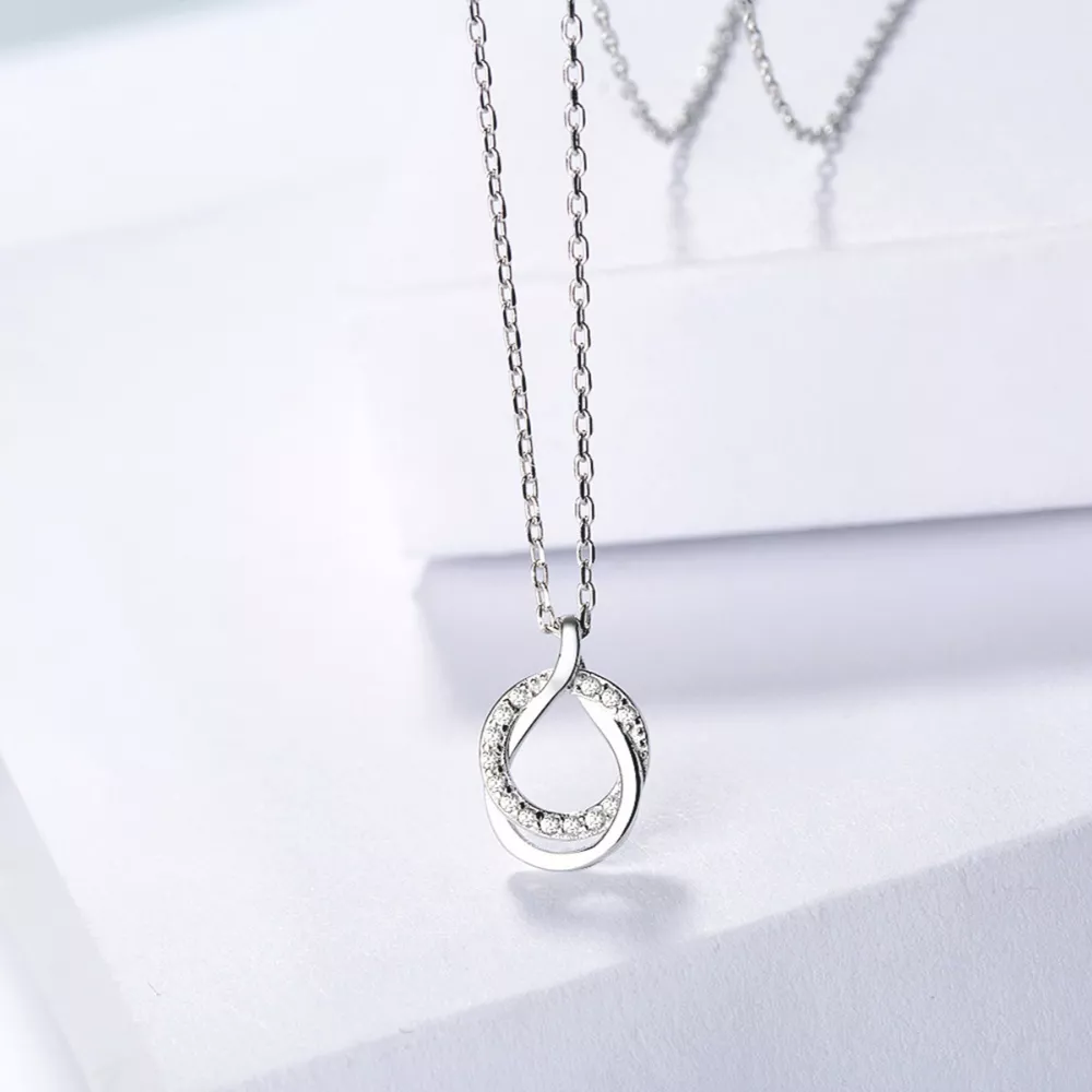 925 Sterling Silver Zircon Pendant Necklace, image 3