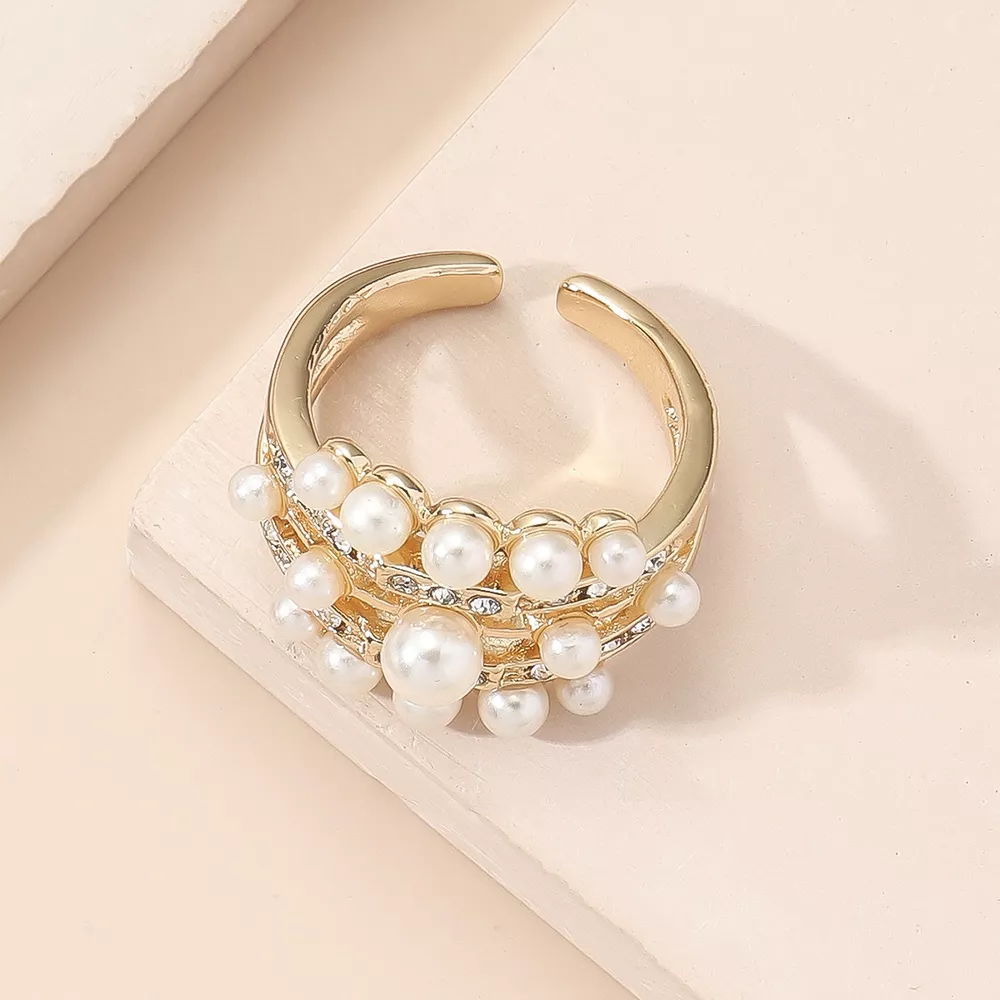 Pearl 18K Gold-Plated Open Ring, image 3